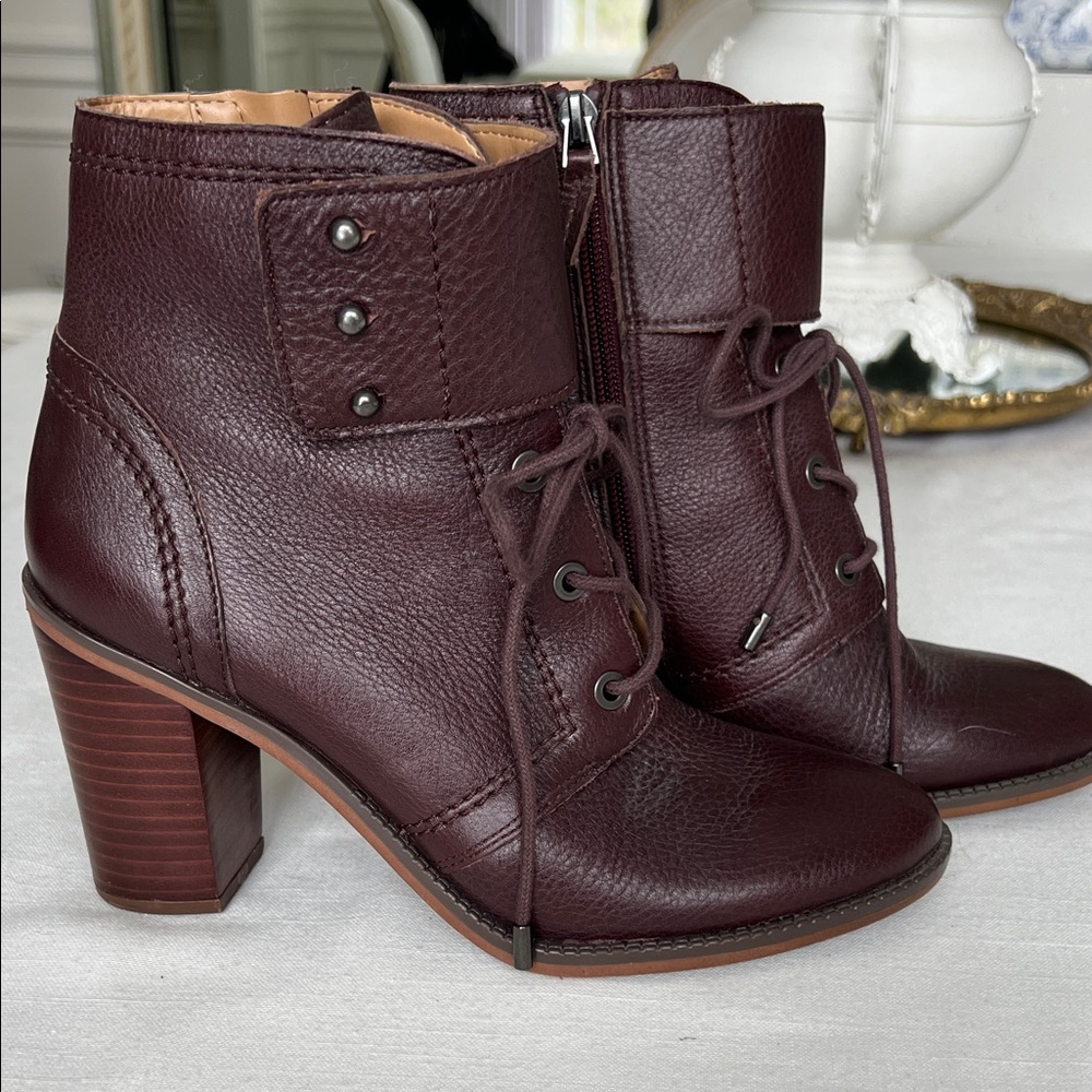 Franco Sarto Women's Burgundy Leather Ankle Boots